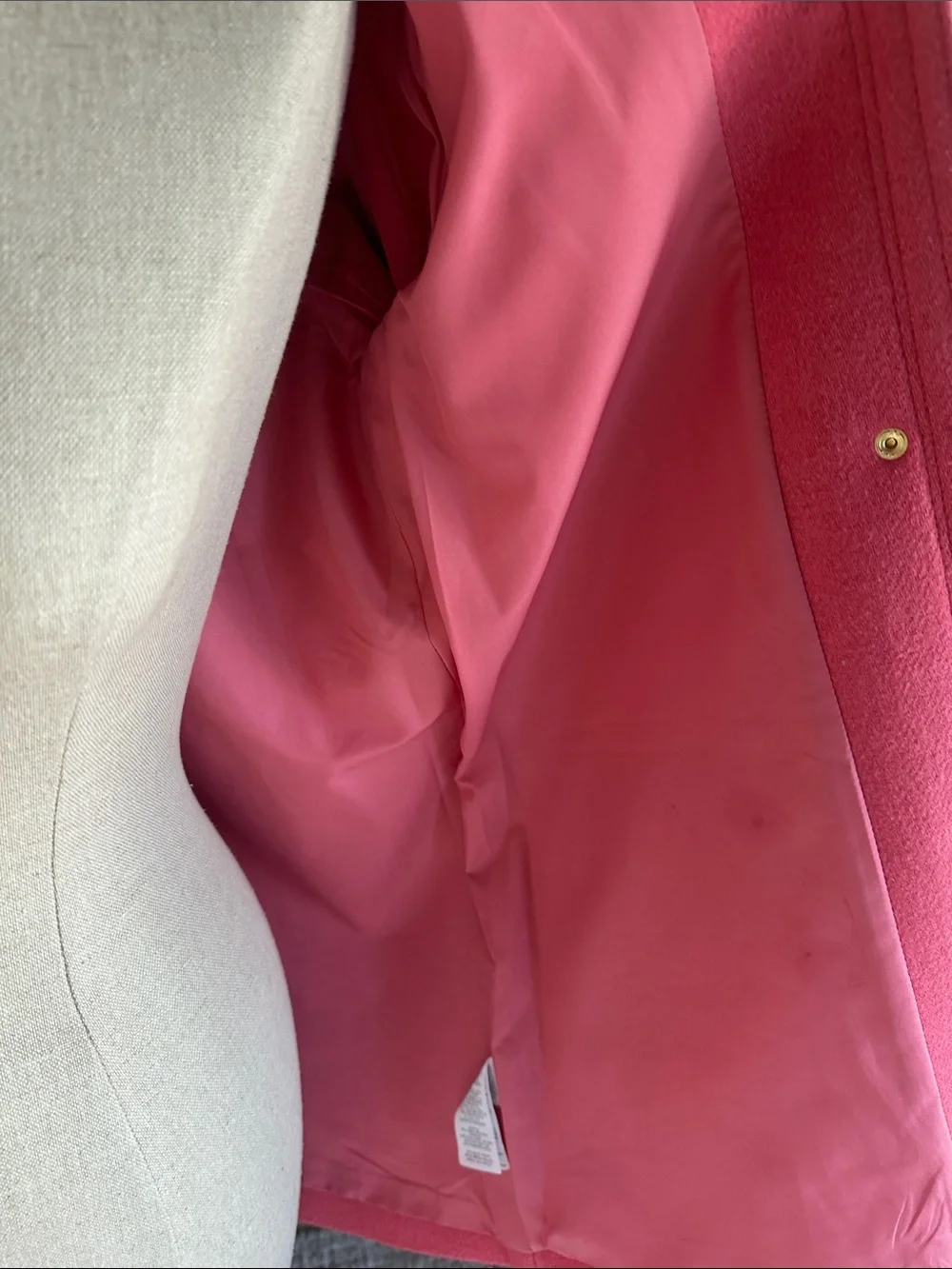 J. Crew Pink Hooded Wool-Blend Trench Coat with Faux Fur Trim